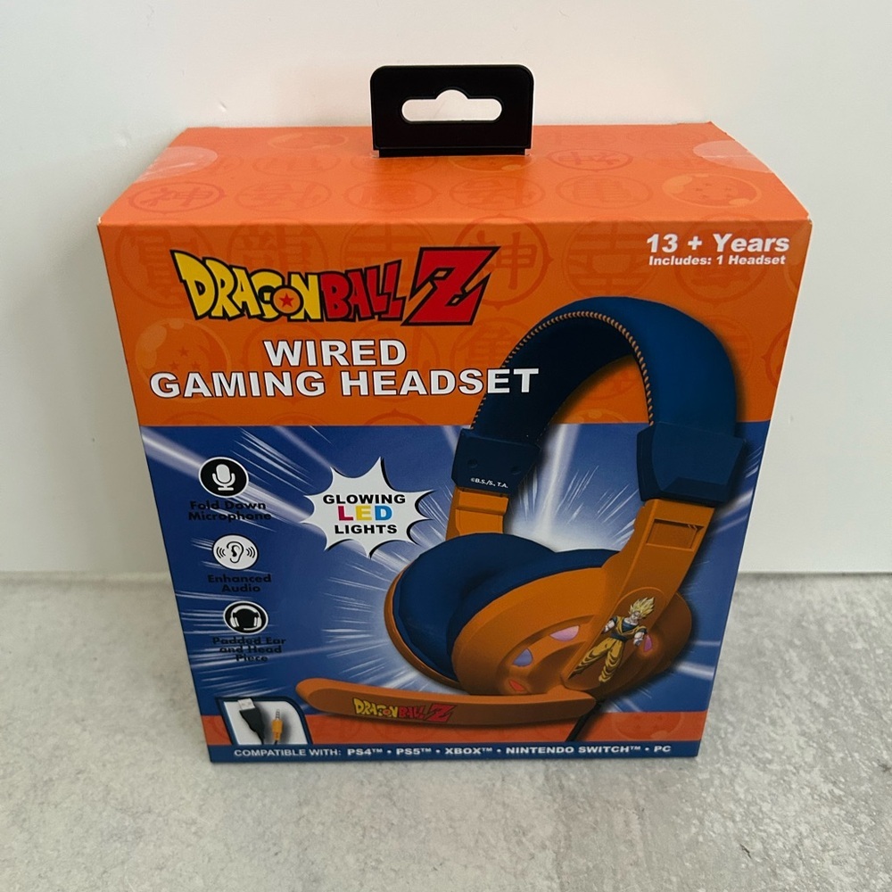 Dragon Ball Z Goku Wired Gaming Headset Headphones LED Light Soft‎ Cushion